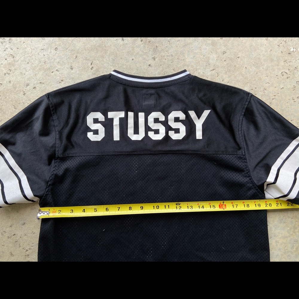 Stussy Short Sleeve Black Mesh Spellout Jersey - Picture 7 of 7